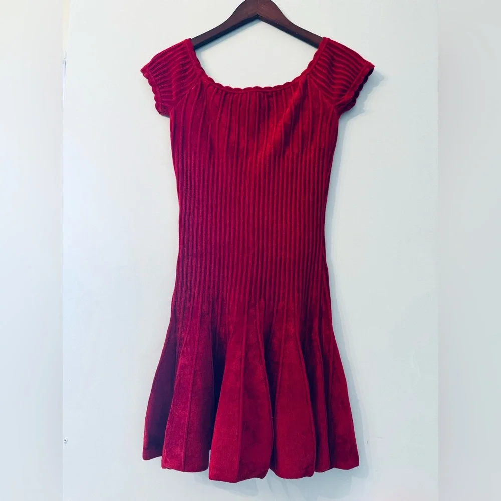 Ronny Kobo XS chenille Karin off sleeve scalloped neckline dress - Picture 3 of 10